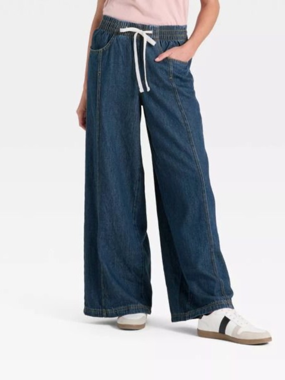 Universal Thread High-Rise Drawstring Wide Leg Relaxed Fit Denim Beach Pants